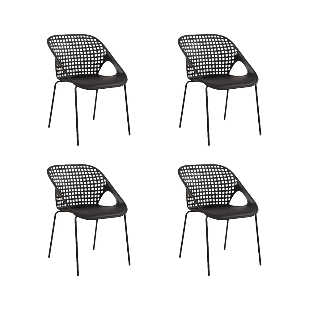 Silla Senit con Brazos, Color Negro, Con espaldar y diseño Moderno X4