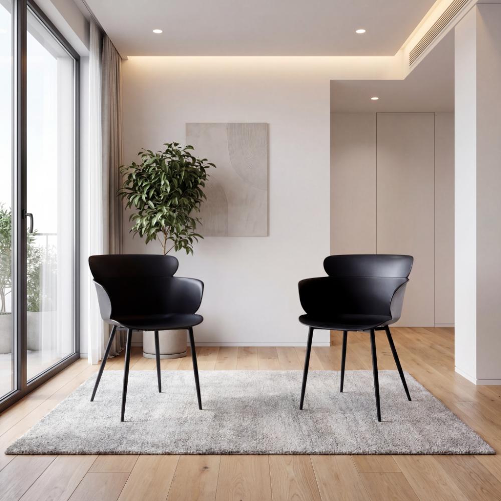 Set de 2 Sillas Miami con Brazos, Color Negro, con Espaldar y Diseño Moderno