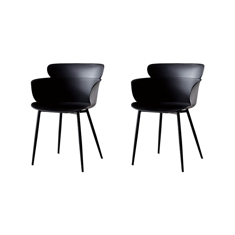 Set de 2 Sillas Miami con Brazos, Color Negro, con Espaldar y Diseño Moderno