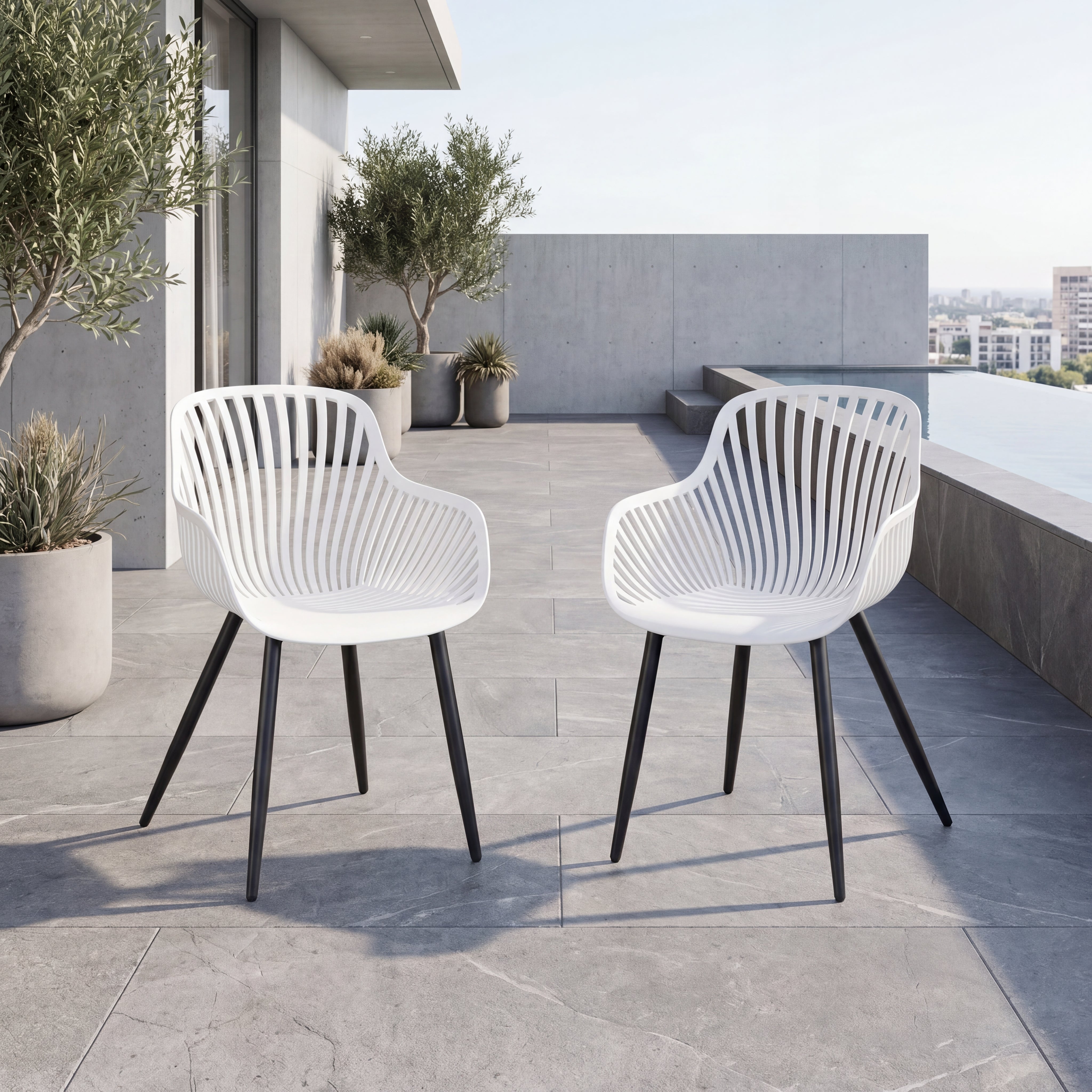 Silla Victoria, Blanco, Con espaldar minimalista y diseño moderno X2