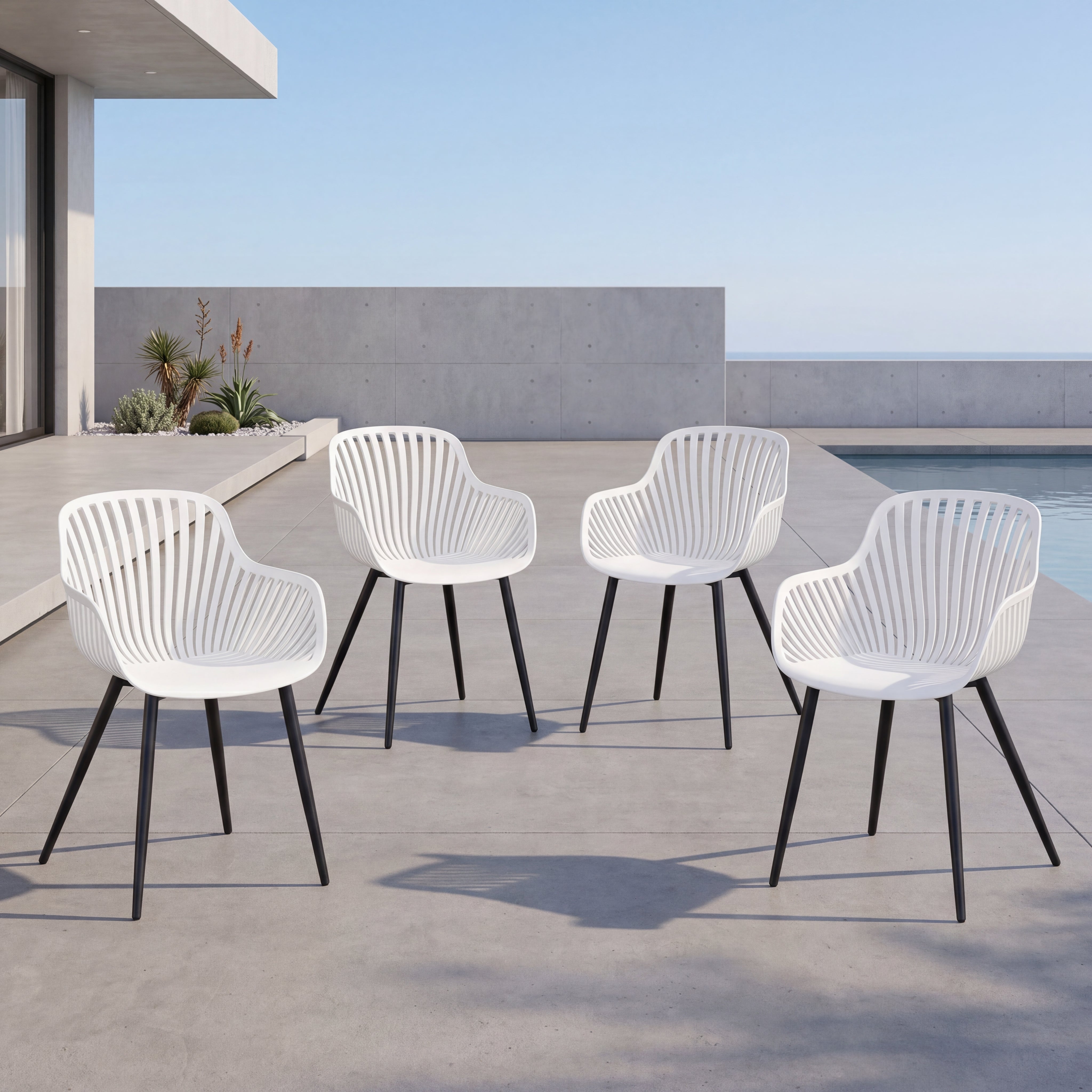 Silla Victoria, Blanco, Con espaldar minimalista y diseño moderno X4