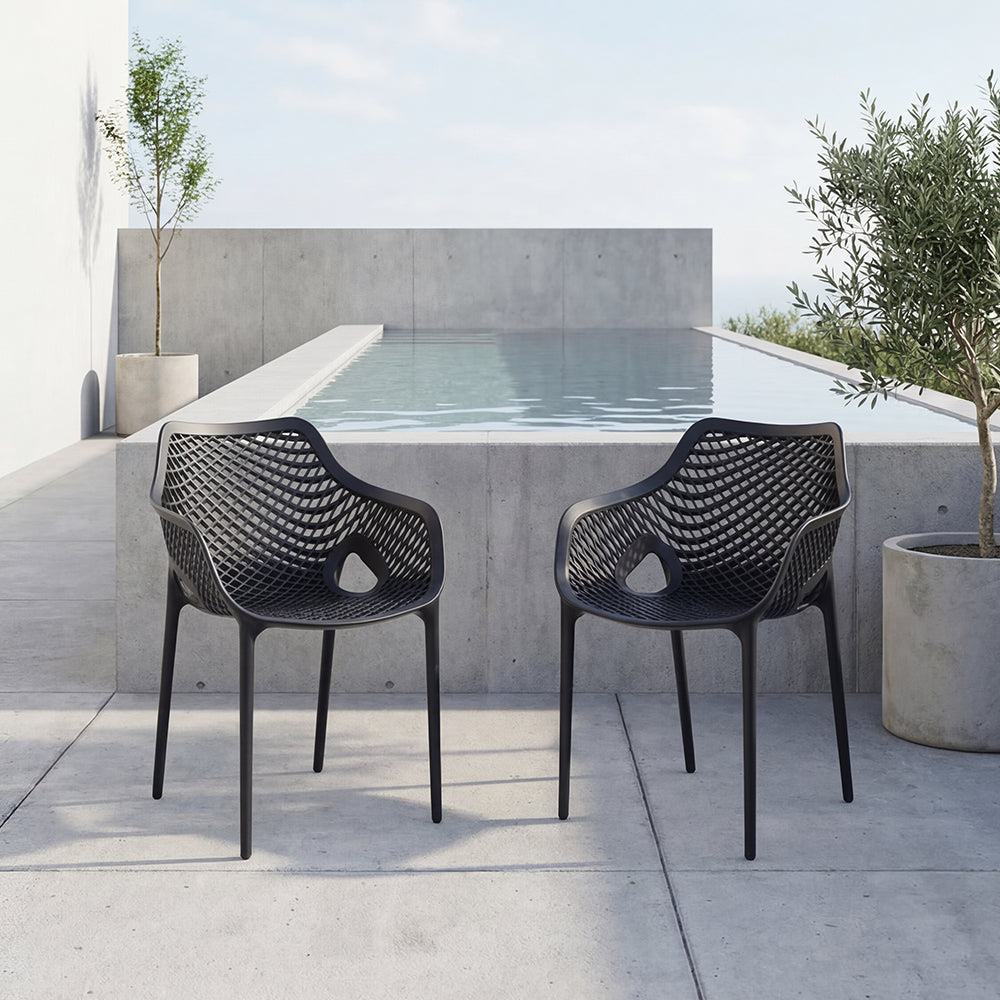 Silla con Brazos Miame, Negro, con espaldar y diseño moderno X2