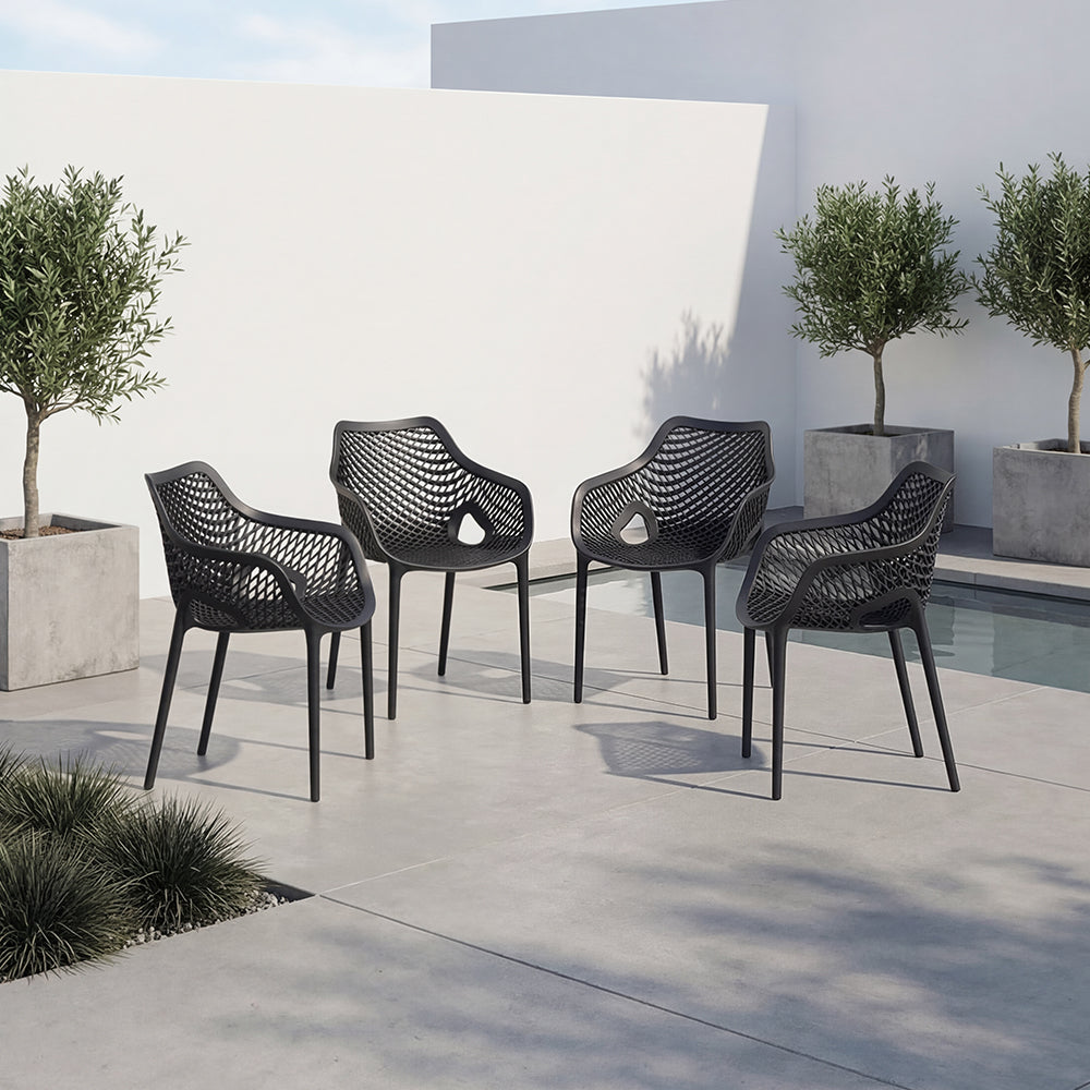 Silla con Brazos Miame, Negro, con espaldar y diseño moderno X4