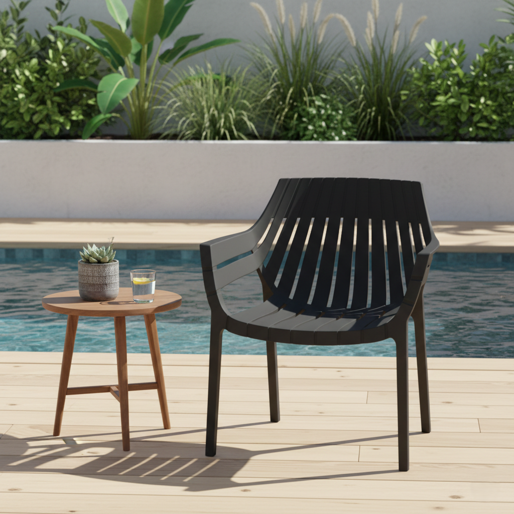 Silla con Brazos Arena, Negro, con Espaldar y Diseño Moderno