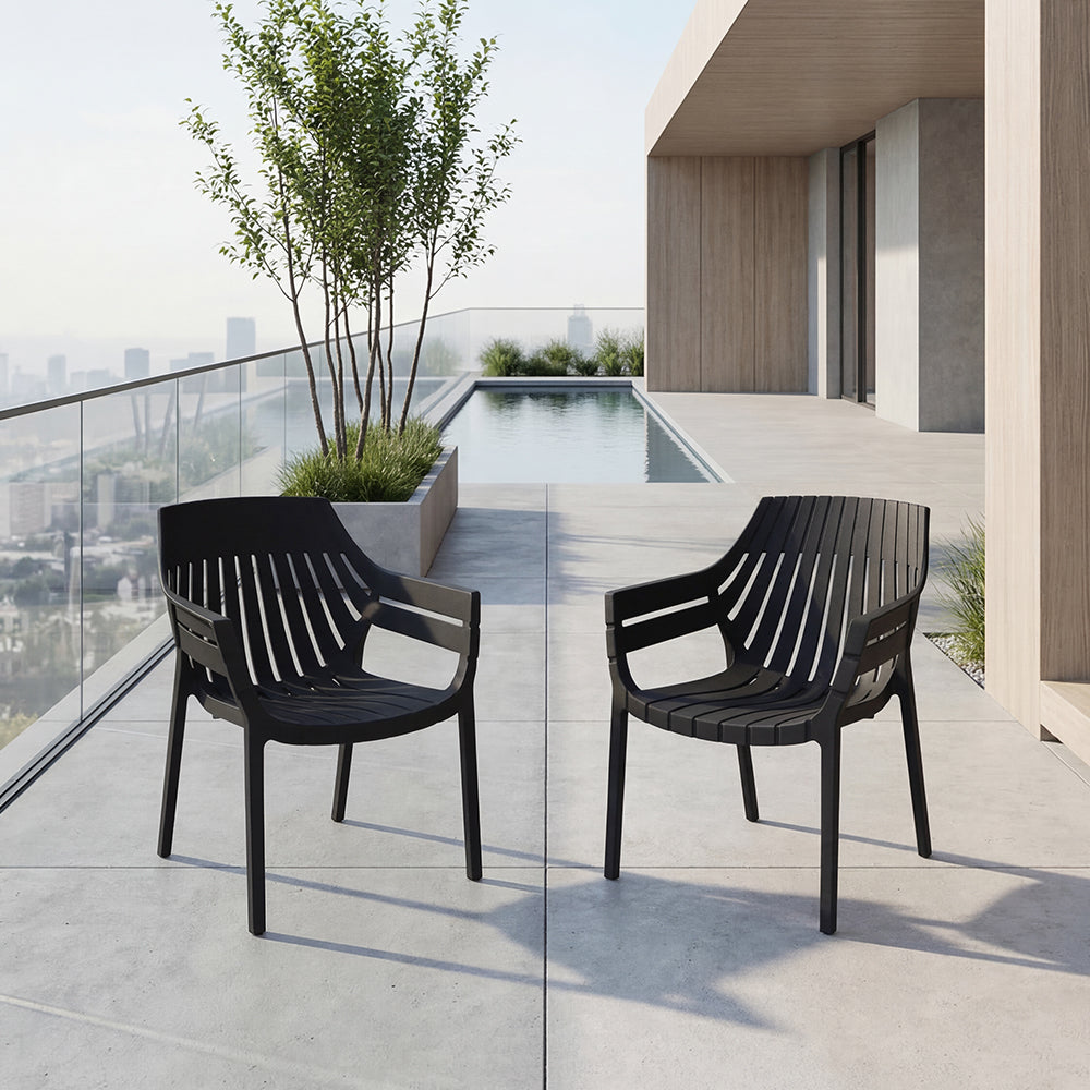 Silla con Brazos Arena, Negro, con espaldar y diseño moderno X2