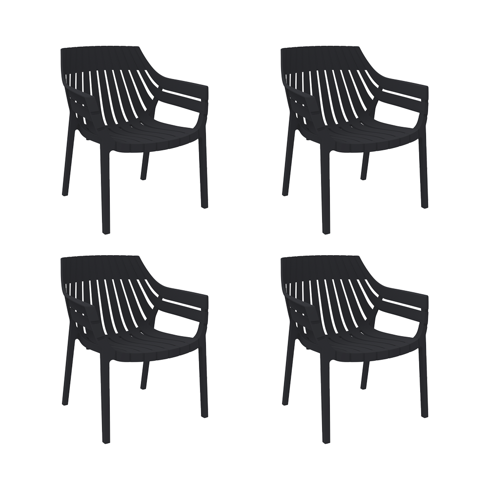 Silla con Brazos Arena, Negro, con espaldar y diseño moderno X4