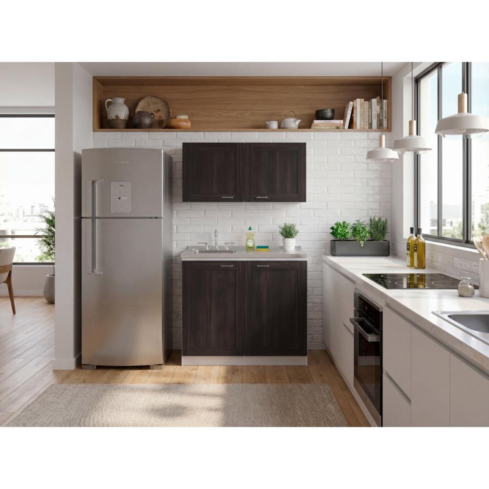 Cocina Integral Toronto, Blanco y Nogal, Incluye Mesón Izquierdo ZF