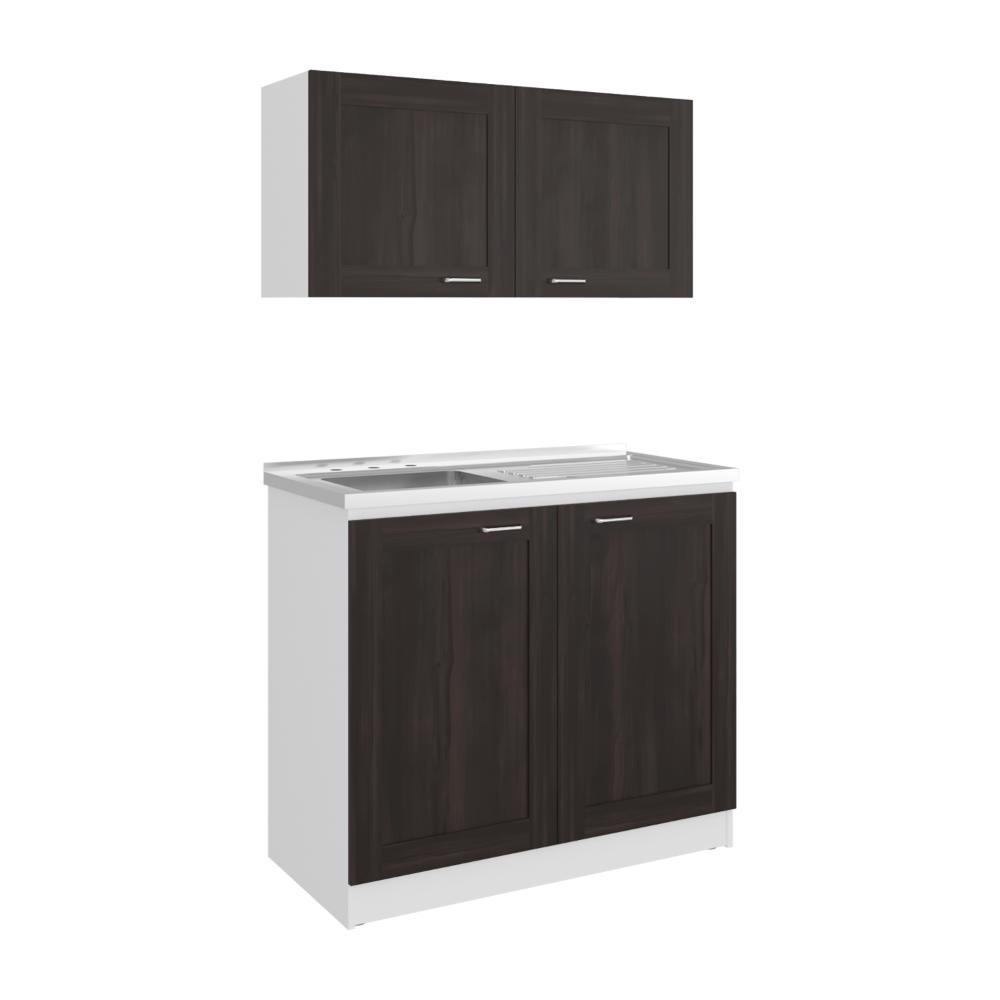 Cocina Integral Toronto, Blanco y Nogal, Incluye Mesón Izquierdo ZF