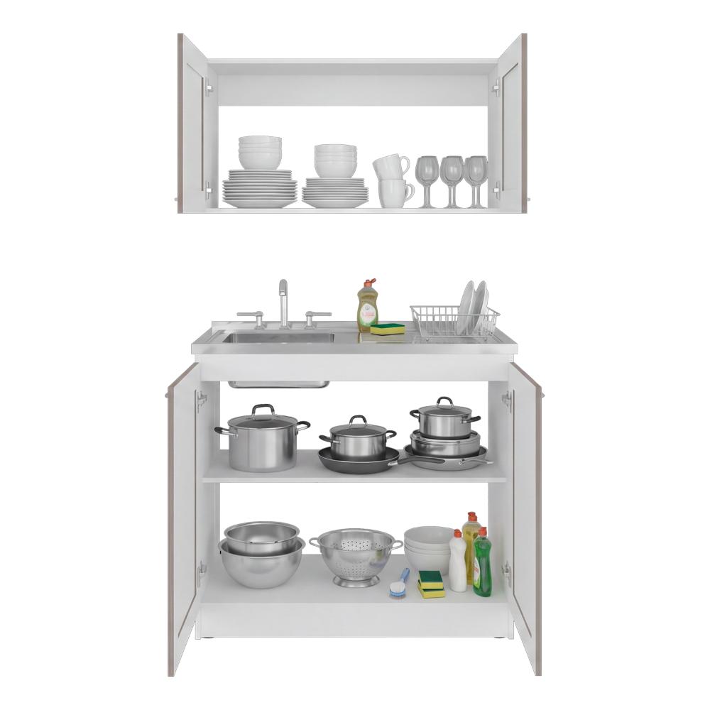 Cocina Integral Toronto, Kronos Blanco y Positano,  Incluye Mesón Izquierdo ZF