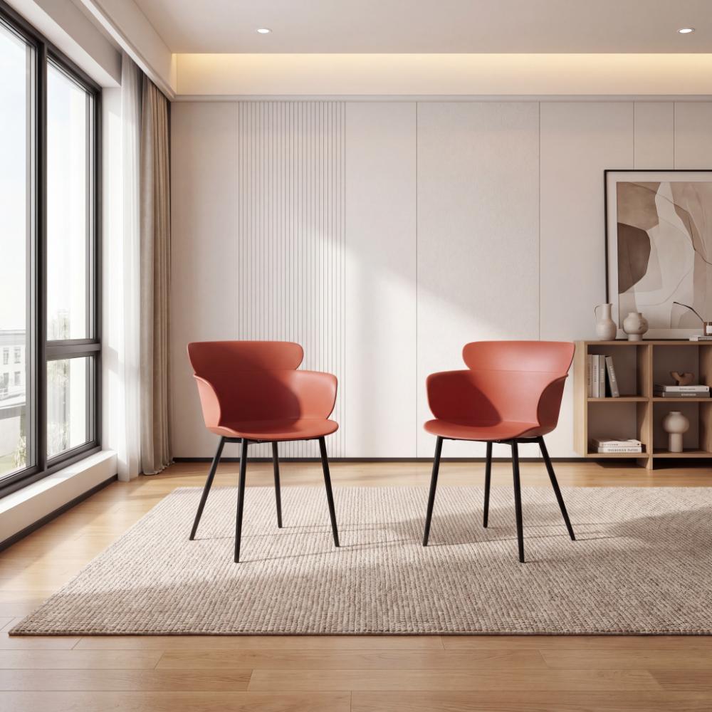 Silla Miami con Brazos, Color Rojo, Con espaldar y diseño Moderno X2