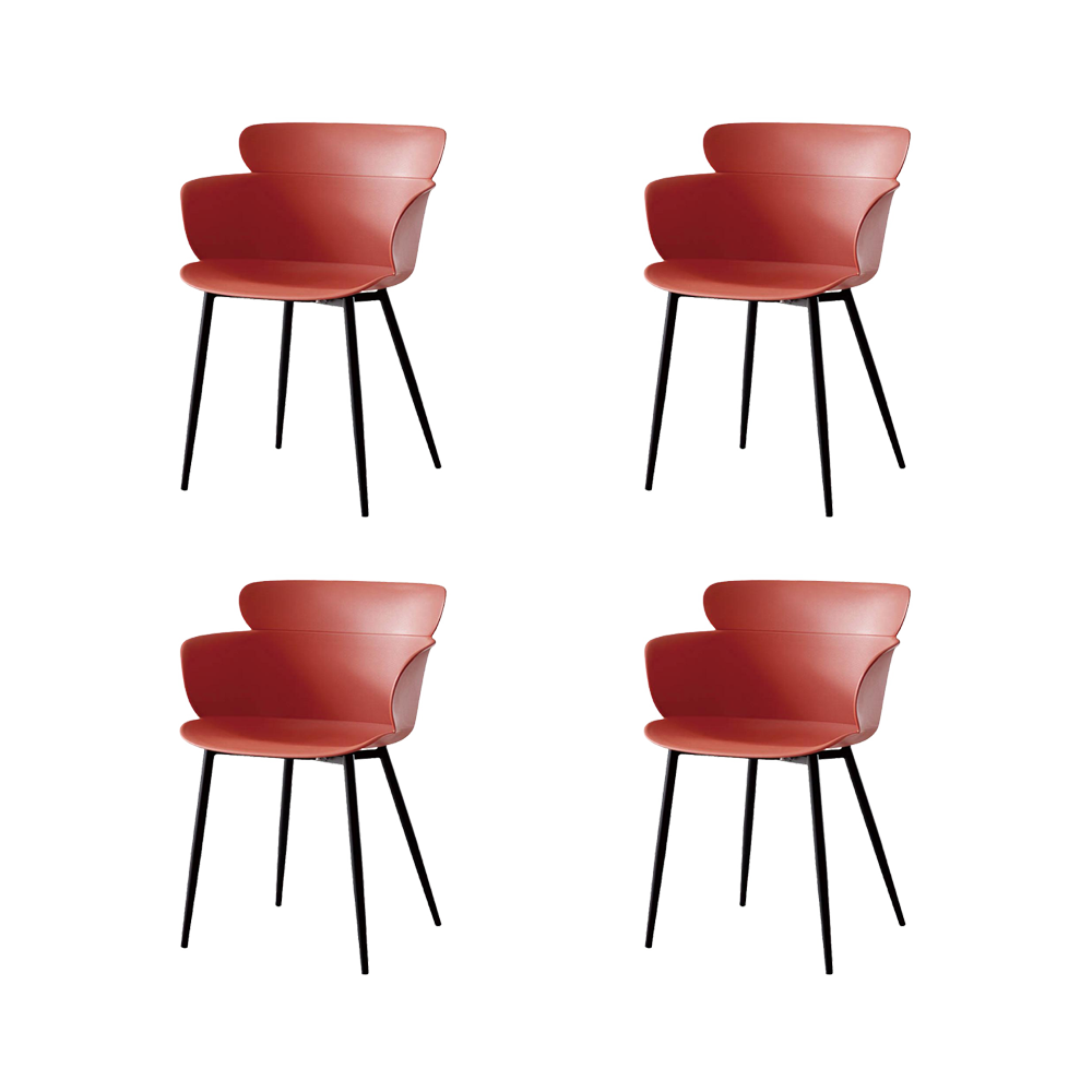 Silla Miami con Brazos, Color Rojo, Con espaldar y diseño Moderno X4