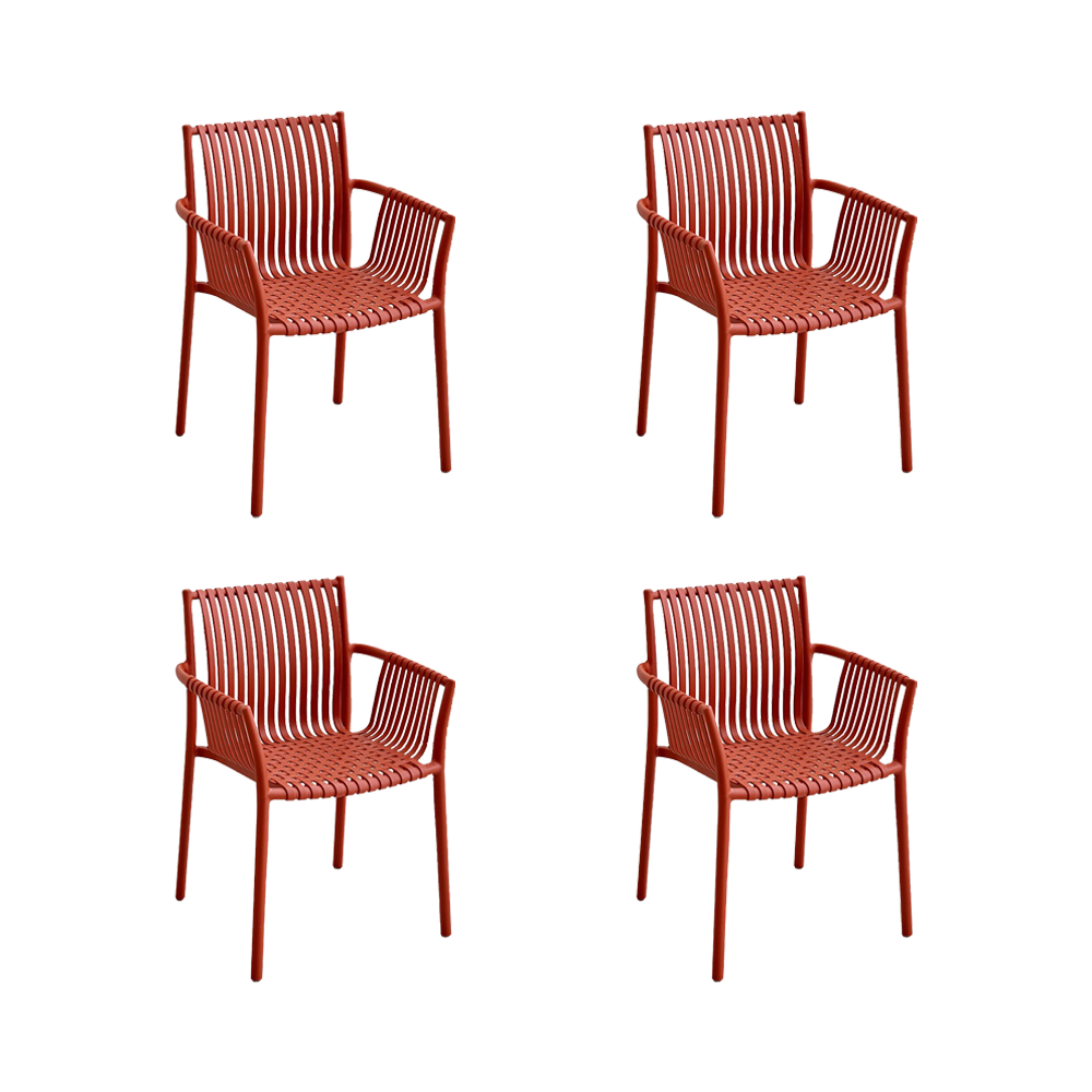Silla Madrid con Brazos, Color Rojo, Con espaldar y diseño Moderno X4