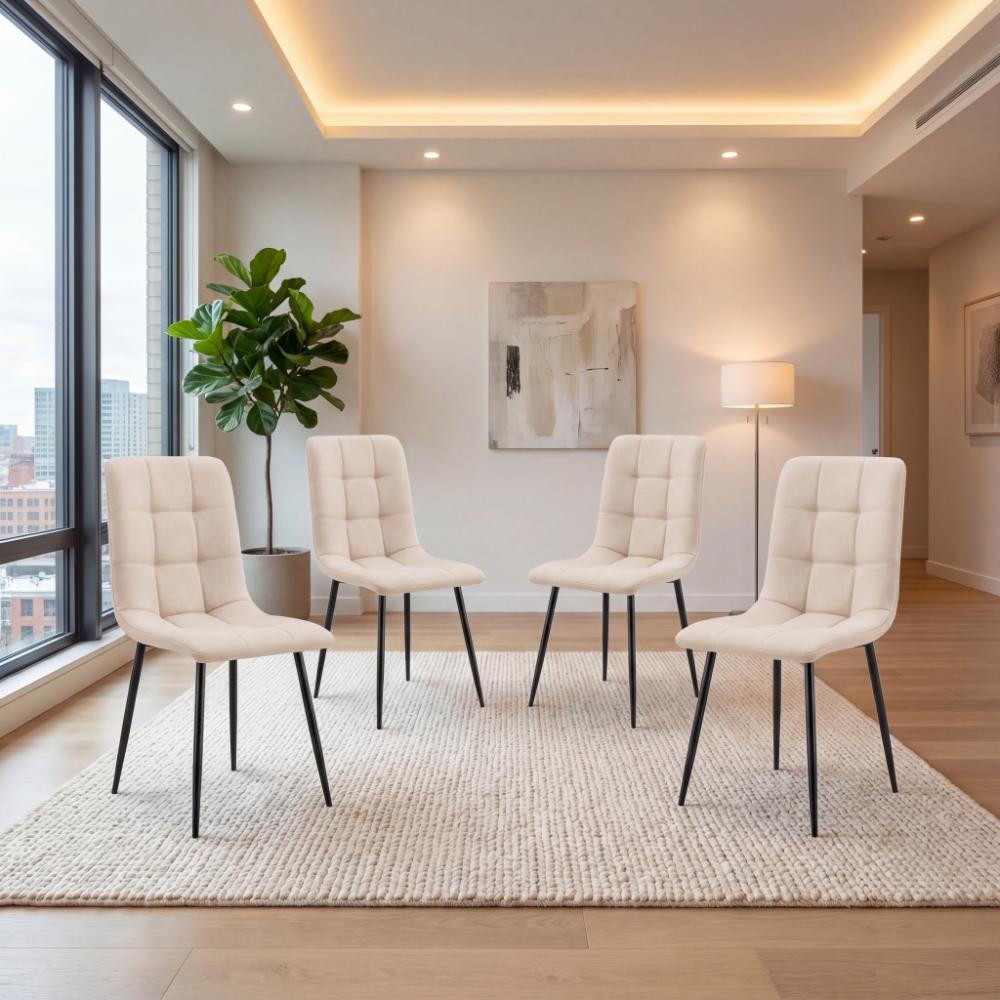 Combo para Sala Vinte, Incluye Mesa Redonda de Vidrio y 4 Sillas