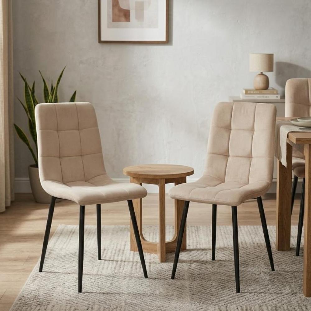Silla de Comedor Flex, Color Beige, con Espaldar y Diseño Moderno X2