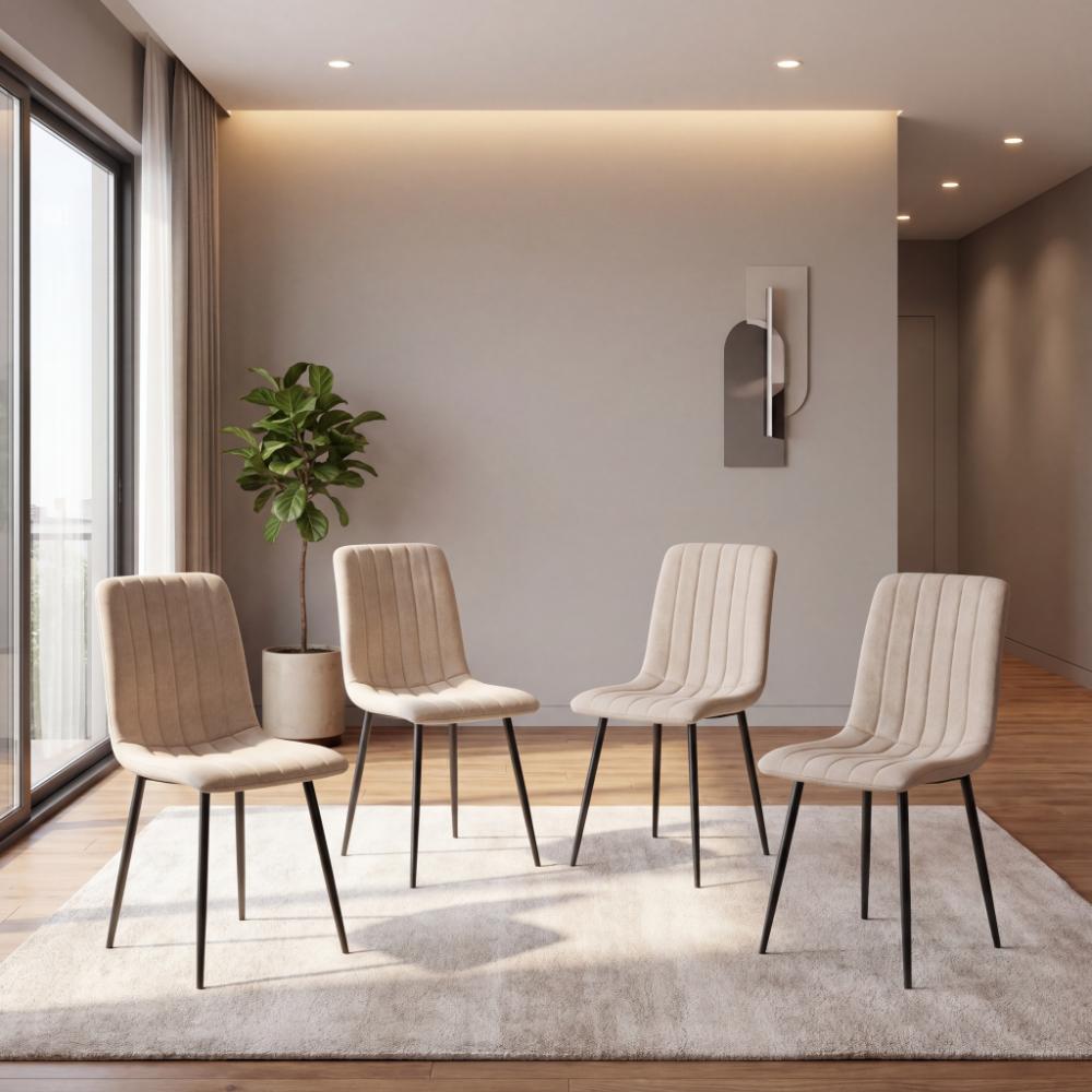 Combo para Sala Rub, Incluye Mesa Redonda de Vidrio y 4 Sillas
