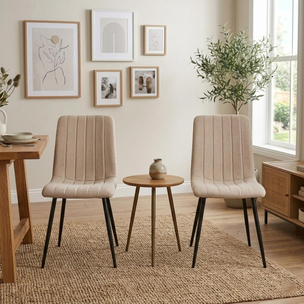 Silla de Comedor Lusitano, Beige, con Espaldar y Diseño Moderno X4