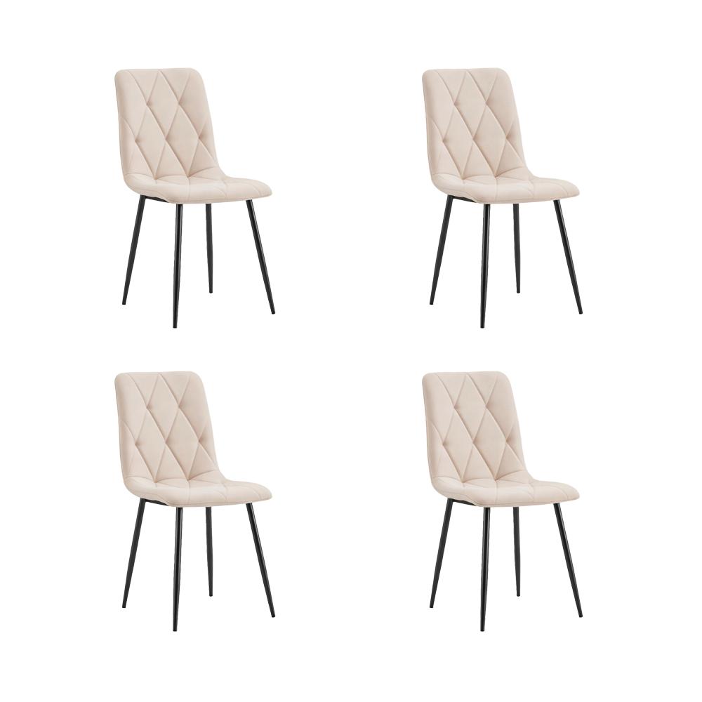 Silla de Comedor Napoles, Beige, con Espaldar y Diseño Moderno X4