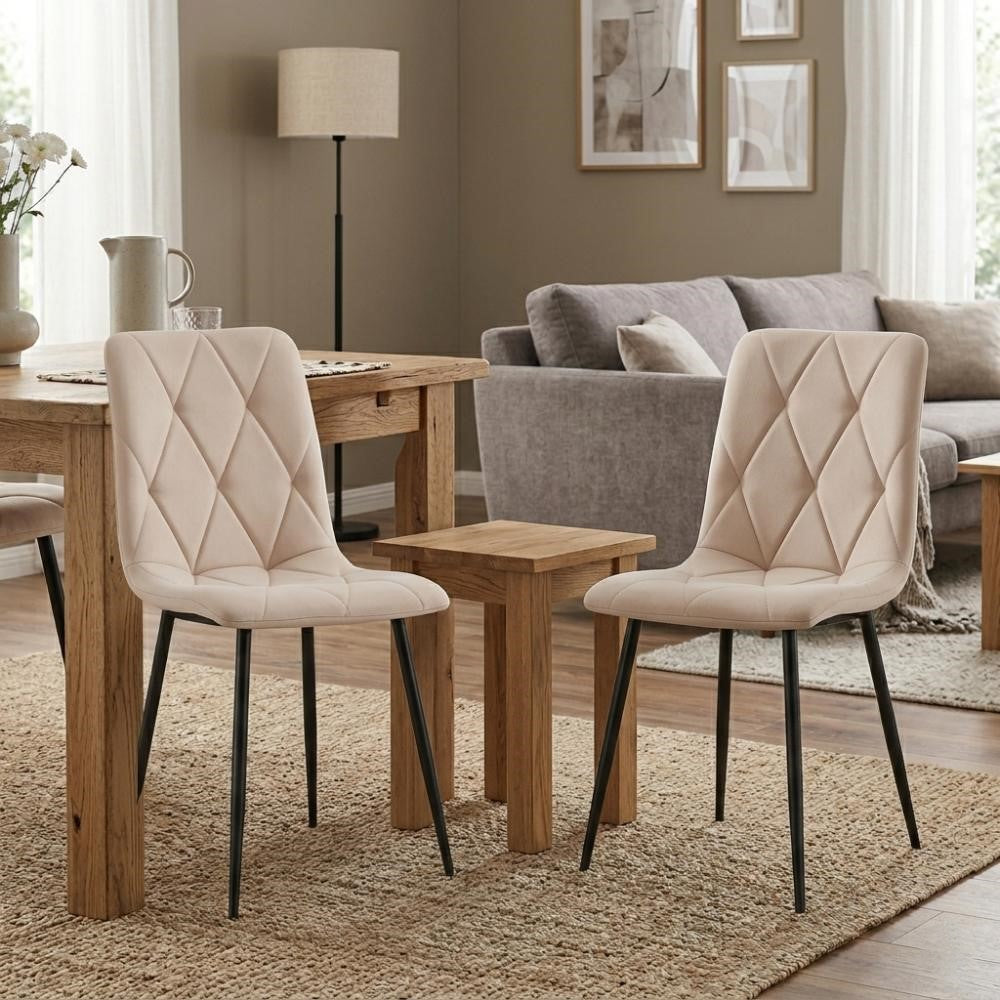 Silla de Comedor Napoles, Beige, con Espaldar y Diseño Moderno