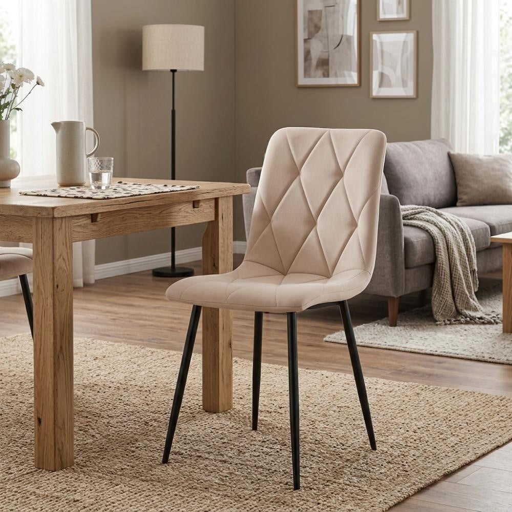 Silla de Comedor Napoles, Beige, con Espaldar y Diseño Moderno