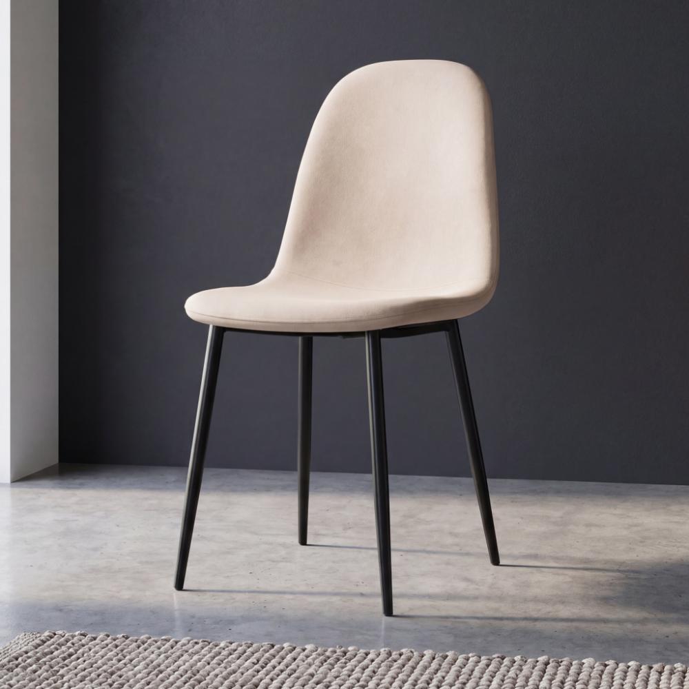Silla de Comedor Margarita, Beige, con Espaldar y Diseño Moderno