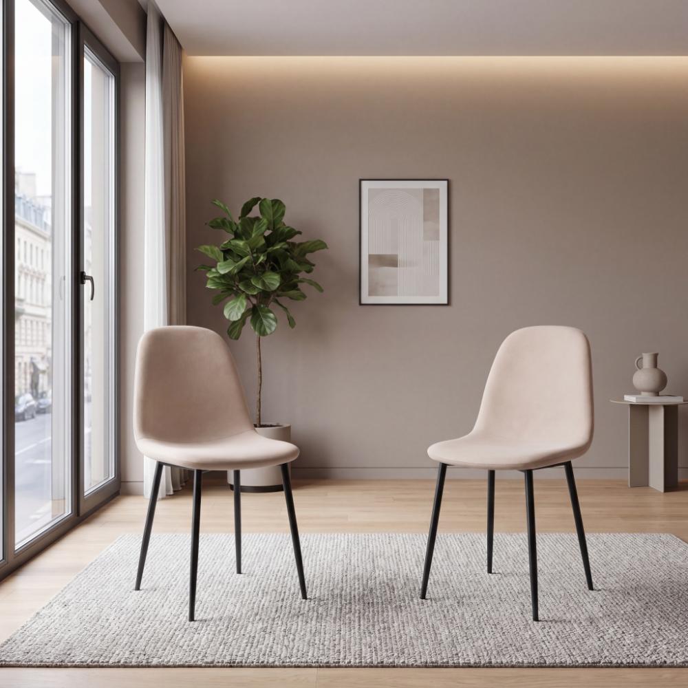 Silla de Comedor Margarita, Beige, con Espaldar y Diseño Moderno X2