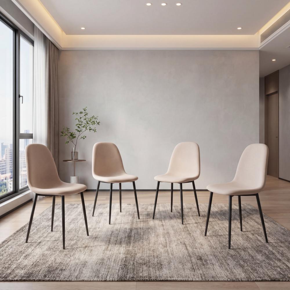 Combo para Sala Leo, Incluye Mesa Redonda de Vidrio y 4 Sillas