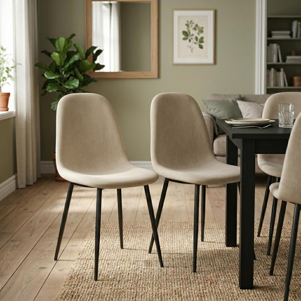Silla de Comedor Margarita, Beige, con Espaldar y Diseño Moderno
