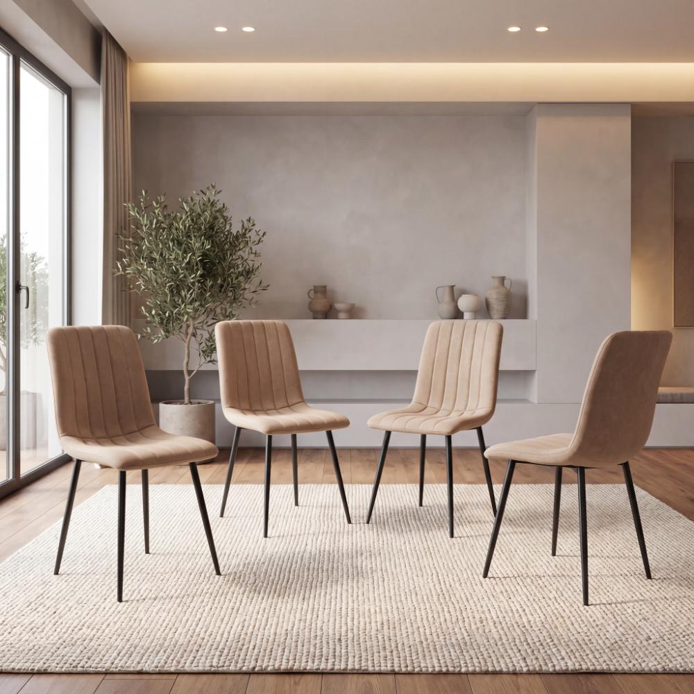 Silla de Comedor Lusitano, Café, con Espaldar y Diseño Moderno X4