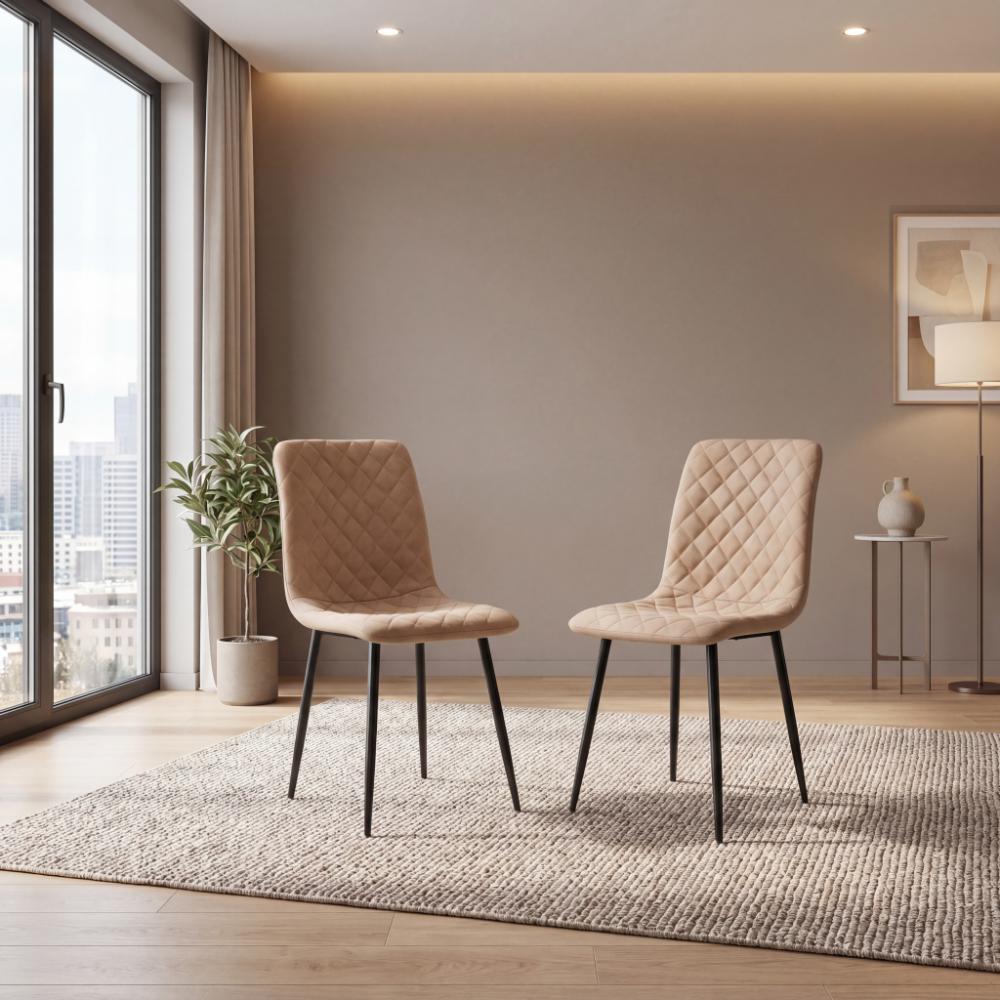 Silla de Comedor Loretto, Café, con Espaldar y Diseño Moderno X2