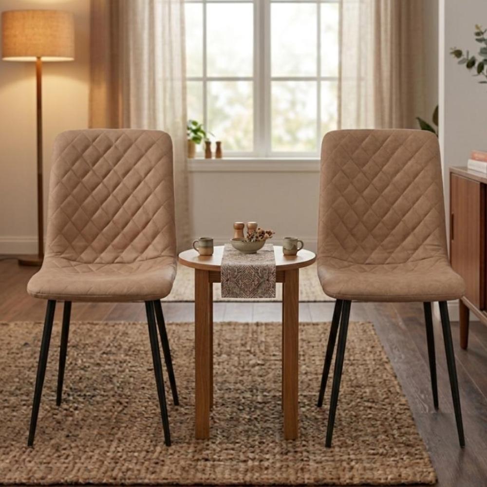 Silla de Comedor Loretto, Café, con Espaldar y Diseño Moderno X2