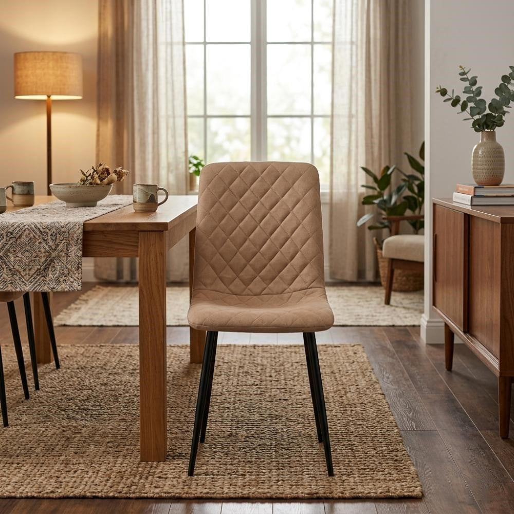 Silla de Comedor Loretto, Café, con Espaldar y Diseño Moderno X2