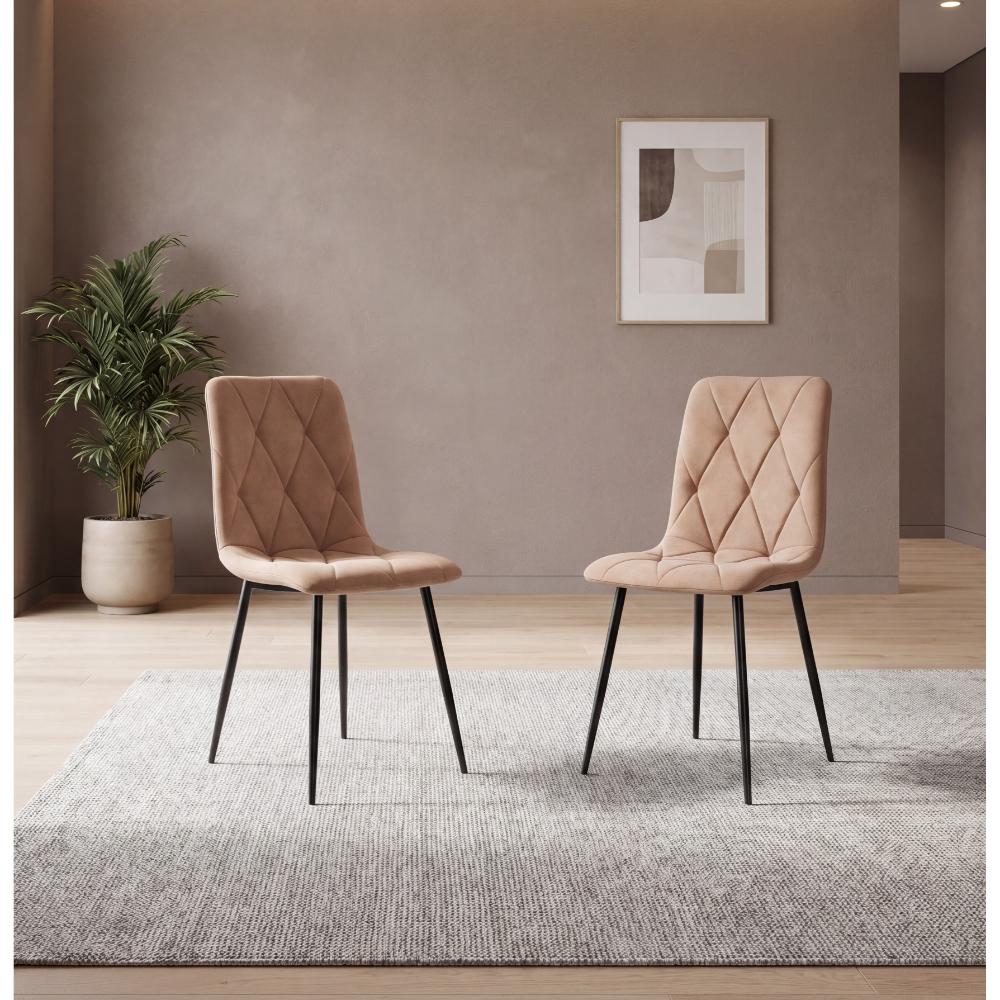 Silla de Comedor Napoles, Café, con Espaldar y Diseño Moderno X2
