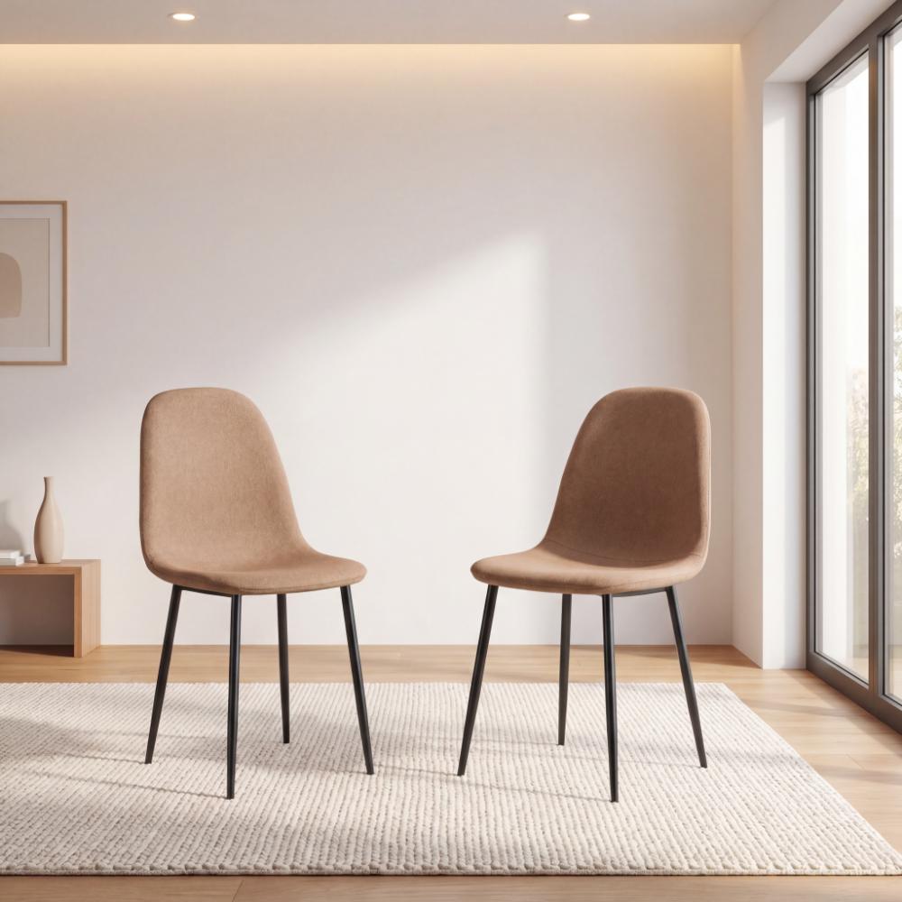Silla de Comedor Margarita, Café, con Espaldar y Diseño Moderno X2