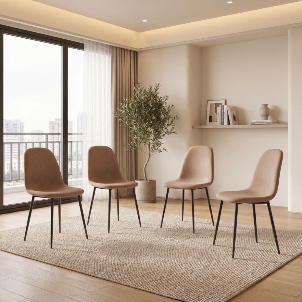 Silla de Comedor Margarita, Café, con Espaldar y Diseño Moderno X4