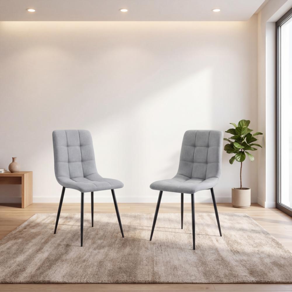 Silla de Comedor Flex, Color Gris, con Espaldar y Diseño Moderno X2
