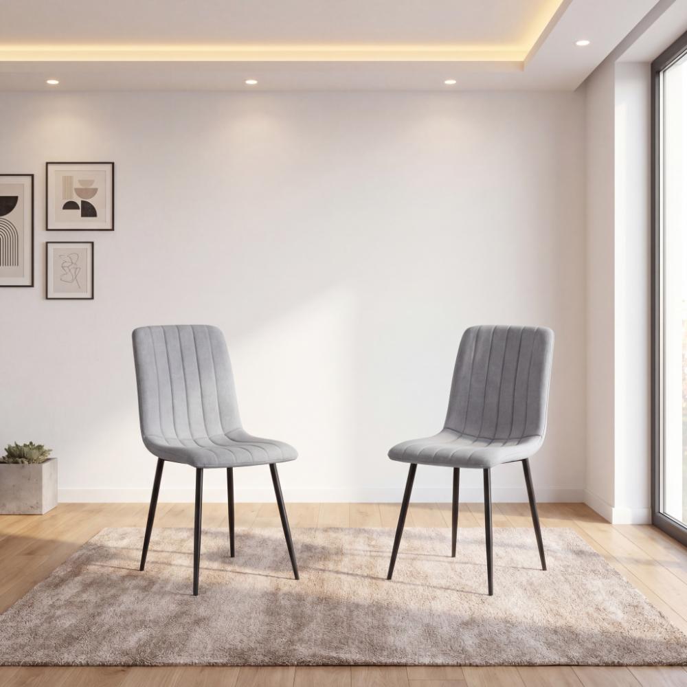 Silla de Comedor Lusitano, Gris, con Espaldar y Diseño Moderno X2