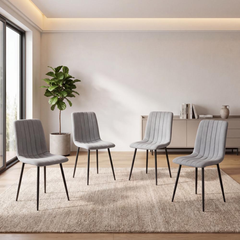 Silla de Comedor Lusitano, Gris, con Espaldar y Diseño Moderno X4