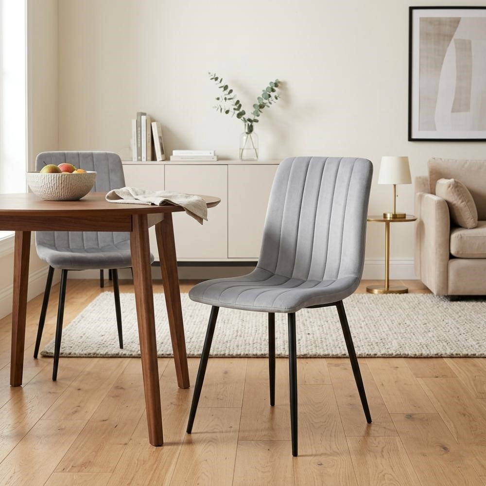 Silla de Comedor Lusitano, Gris, con Espaldar y Diseño Moderno
