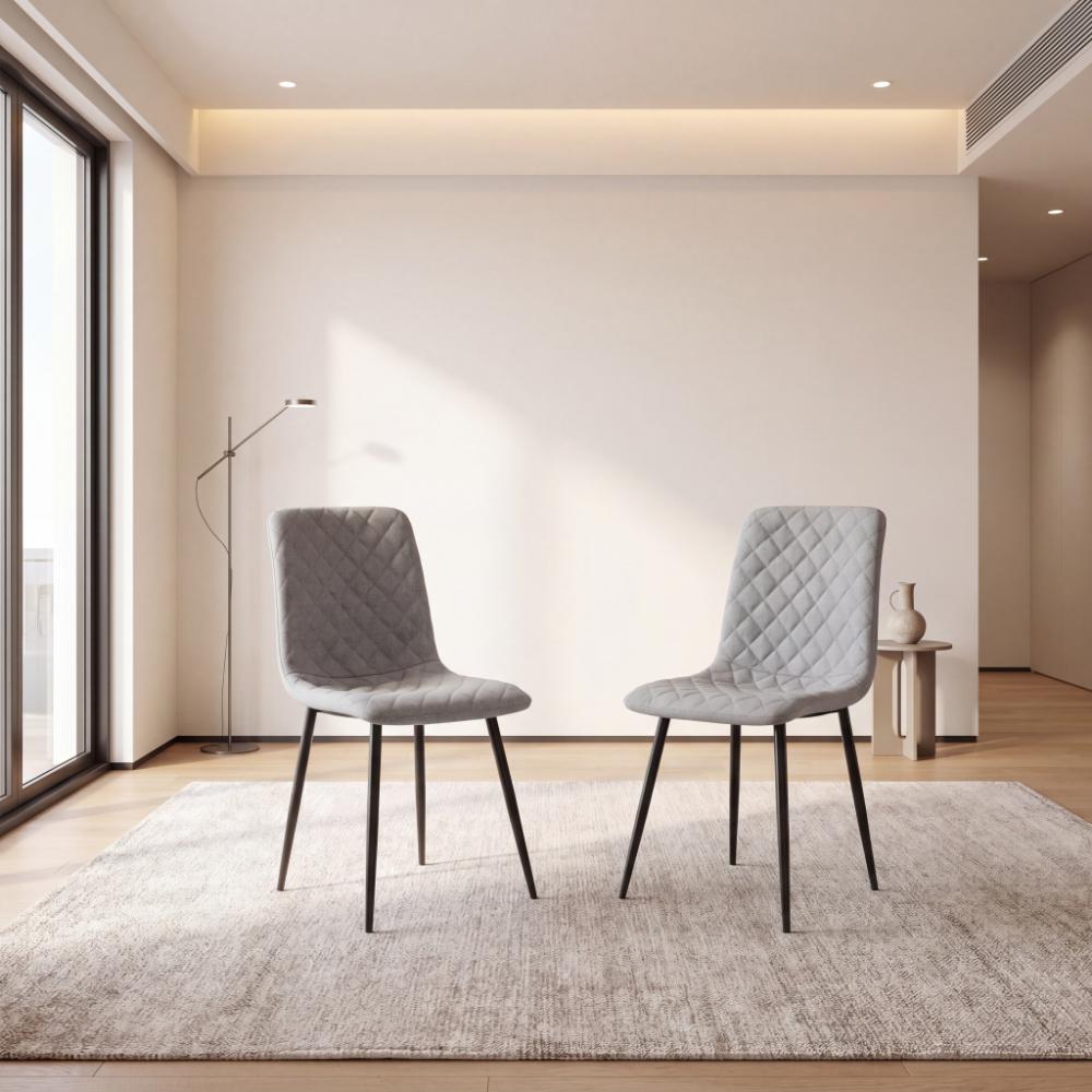 Silla de Comedor Sorrento, Gris Claro, con Espaldar y Diseño Moderno X2