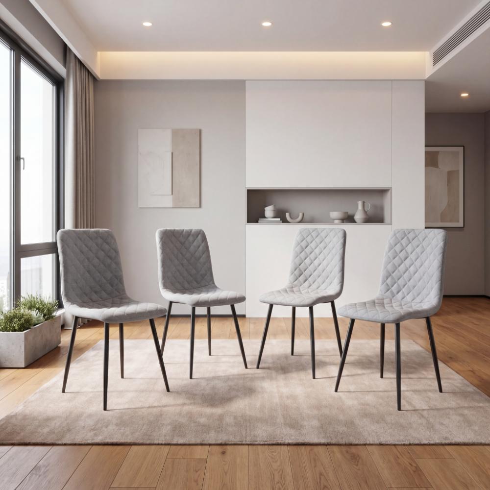Silla de Comedor Sorrento, Gris Claro, con Espaldar y Diseño Moderno X4