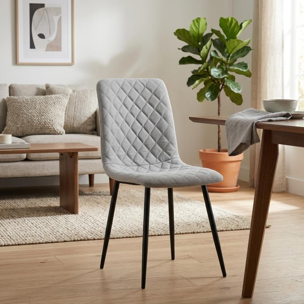 Silla de Comedor Sorrento, Gris Claro, con Espaldar y Diseño Moderno X2