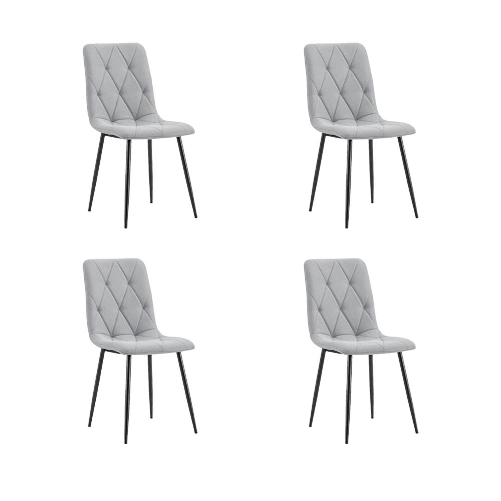 Silla de Comedor Napoles, Gris, con Espaldar y Diseño Moderno X4