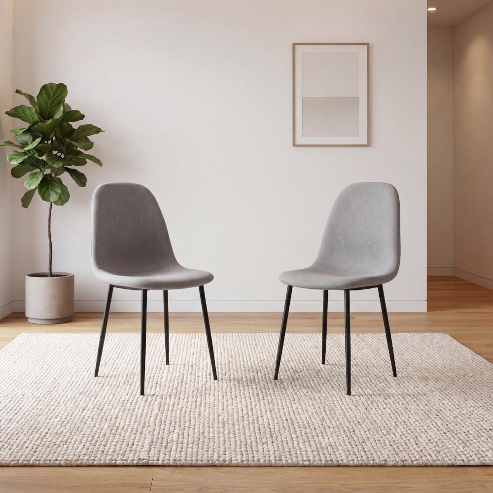 Silla de Comedor Margarita, Gris, con Espaldar y Diseño Moderno X2