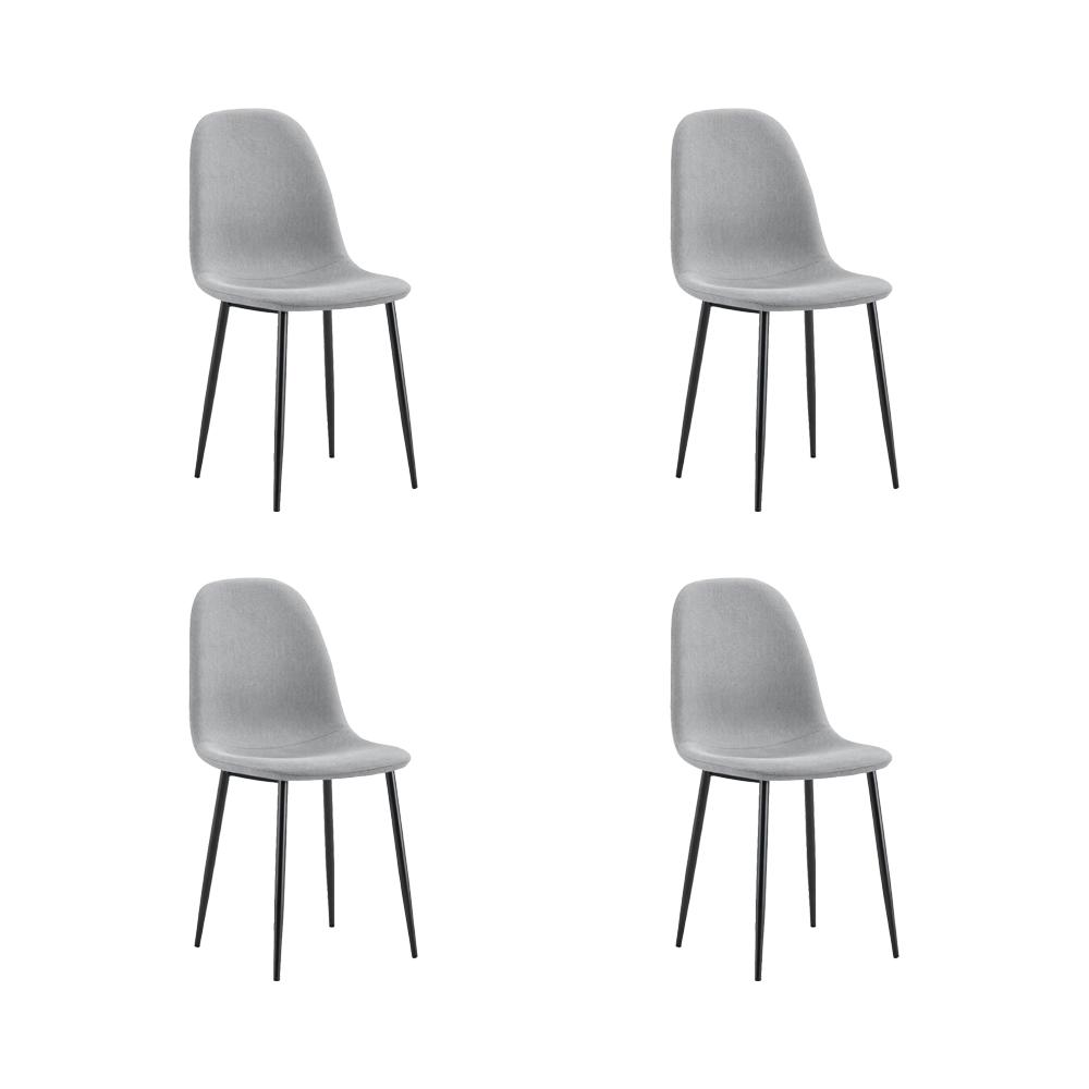 Silla de Comedor Margarita, Gris, con Espaldar y Diseño Moderno X4