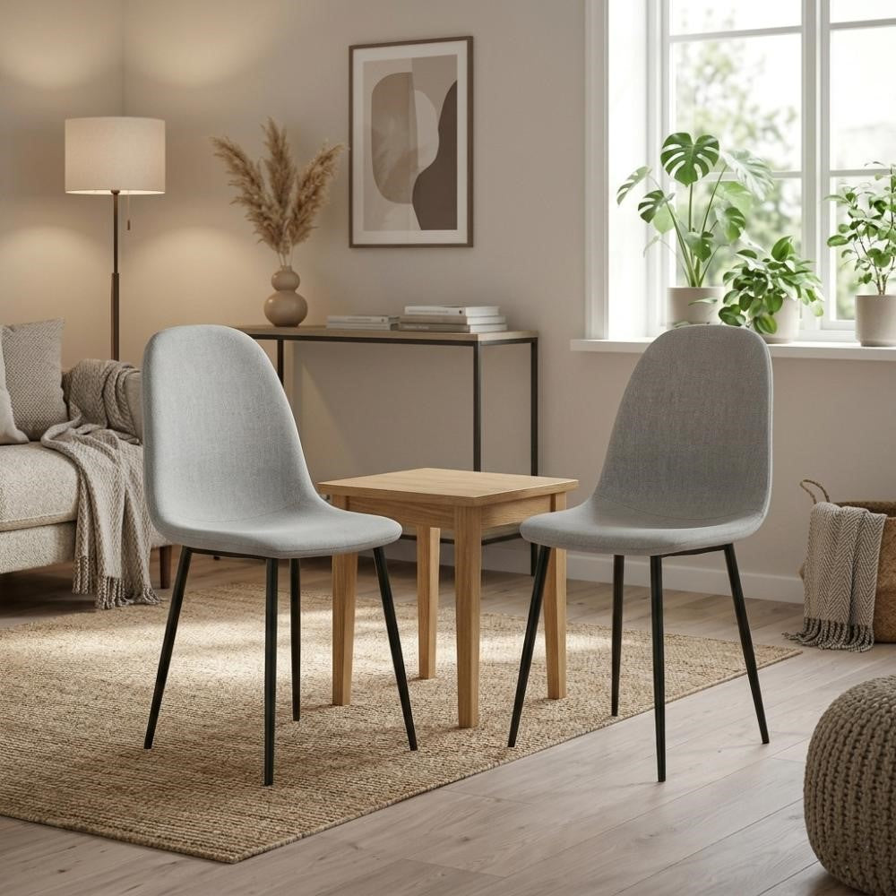 Silla de Comedor Margarita, Gris, con Espaldar y Diseño Moderno X4