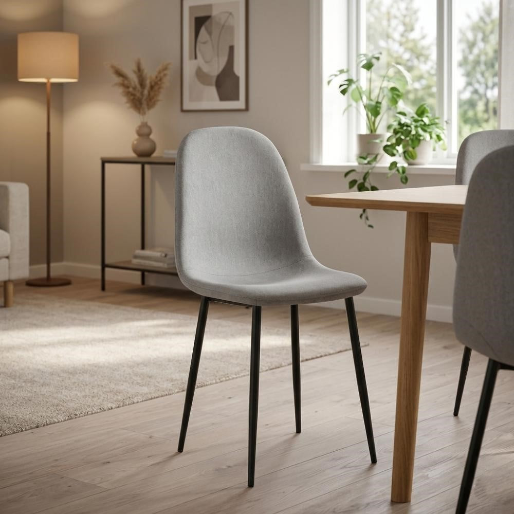 Silla de Comedor Margarita, Gris, con Espaldar y Diseño Moderno X4