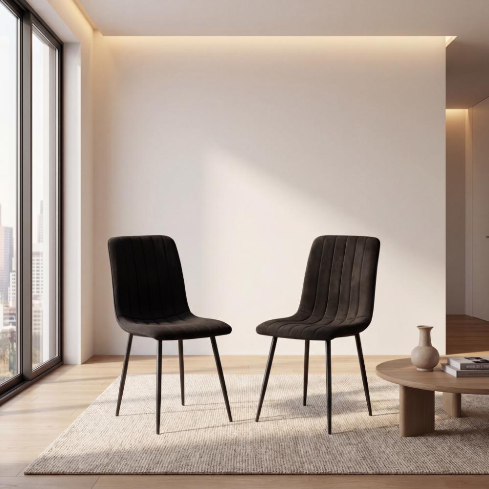 Silla de Comedor Lusitano, Negro, con Espaldar y Diseño Moderno X2