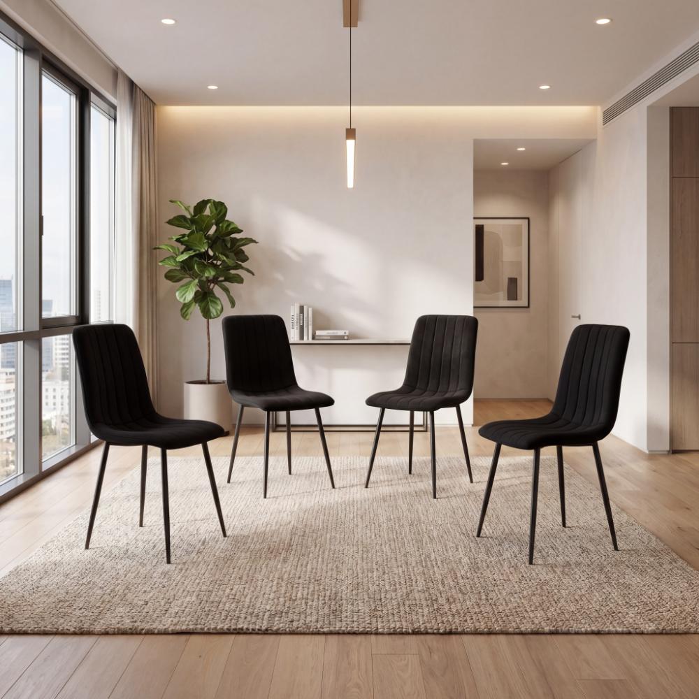Combo para Sala Caprin, Incluye Mesa Redonda de Vidrio y 4 Sillas