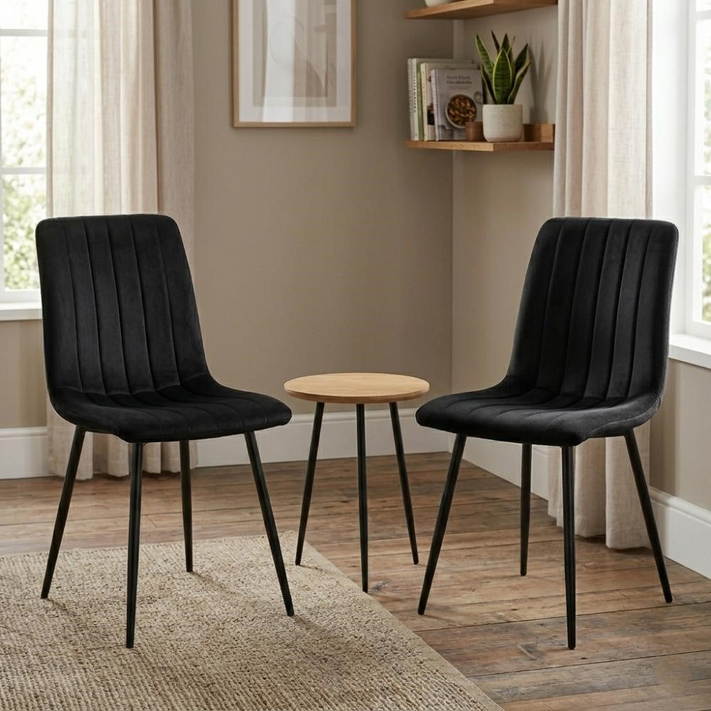 Silla de Comedor Lusitano, Negro, con Espaldar y Diseño Moderno