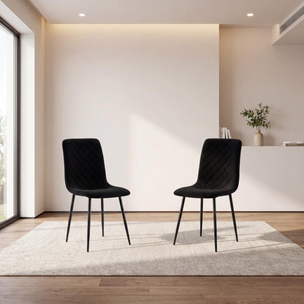 Silla de Comedor Loretto, Negro, con Espaldar y Diseño Moderno X2